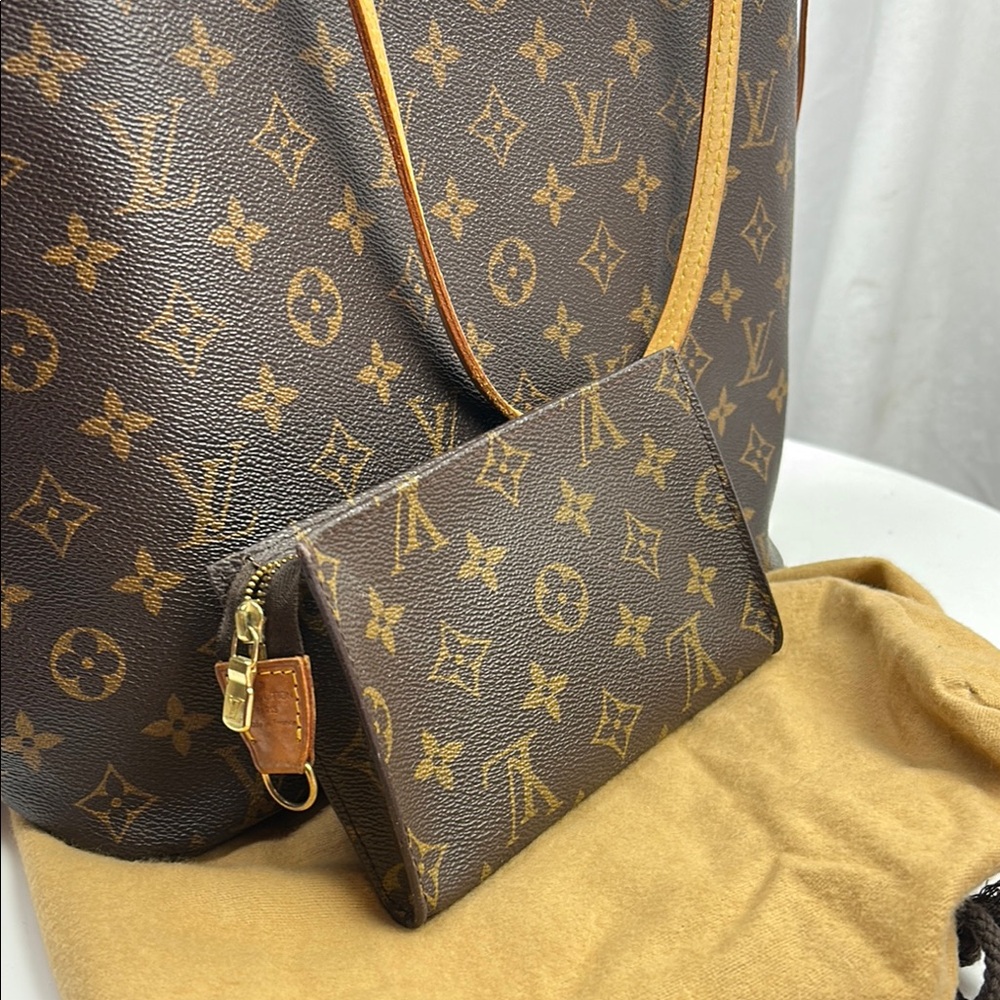 Louis Vuitton Monogram Brown Tan Tote with Leather Trim - Picture 16 of 17